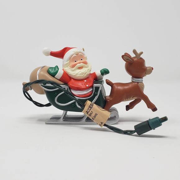 1989 Hallmark Rudolph The Red-Nosed Reindeer Blinking Light Magic Ornament - Picture 3 of 6